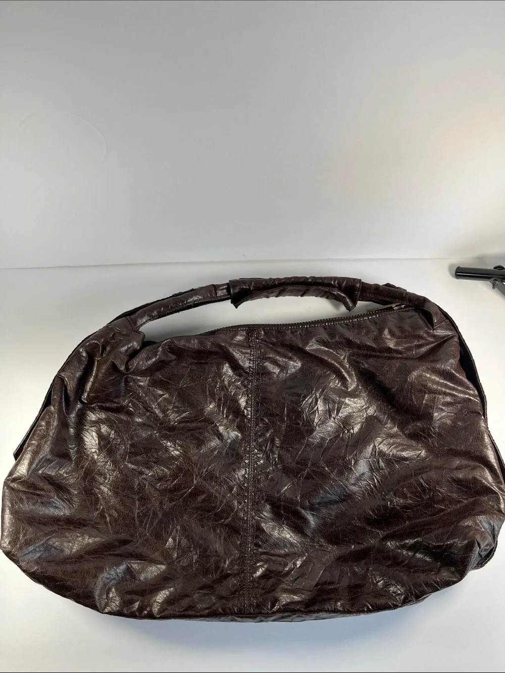 Matt & Nat Vegan Leather Dark Brown Hobo Shoulder Bag with Zippers & Keychain